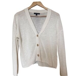 Banana Republic Cream Knit Cardigan Sweater Button Front V Neck Women's size L